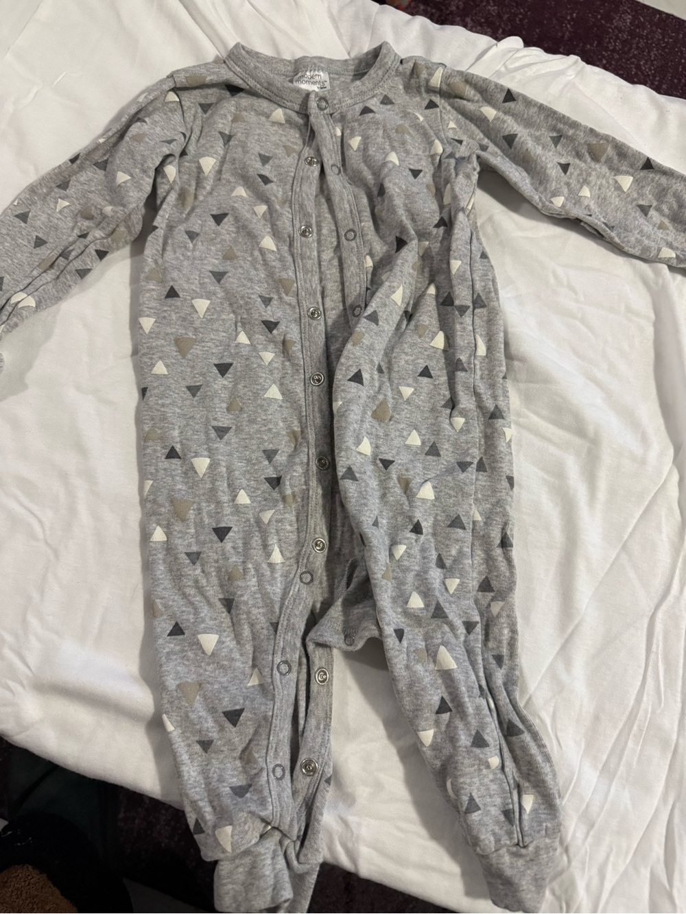 Gray Triangle-Print Baby One-Piece Romper - Unbranded